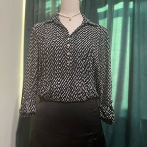 Cocomo Black and White Zigzag Button Down Shirt